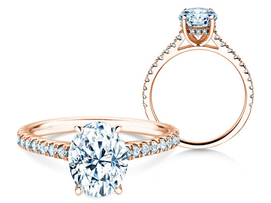 Engagement ring Oval Hidden Halo Pavé Lab-grown diamond