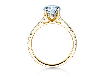 Engagement ring Oval Hidden Halo Pavé in 9K yellow gold with lab-grown diamonds 0.50ct E/VS