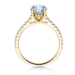 Engagement ring Oval Hidden Halo Pavé in 9K yellow gold with lab-grown diamonds 0.50ct E/VS