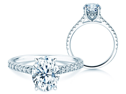 Engagement ring Oval Hidden Halo Pavé Lab-grown diamond