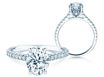 Engagement ring Oval Hidden Halo Pavé Lab-grown diamond