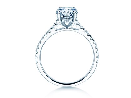 Engagement ring Oval Hidden Halo Pavé in 14K white gold with lab-grown diamonds 0.50ct E/VS
