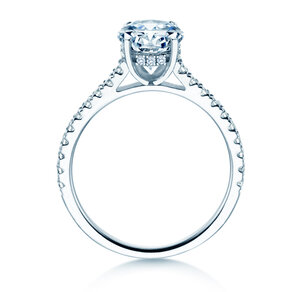 Engagement ring Oval Hidden Halo Pavé in 14K white gold with lab-grown diamonds 0.50ct E/VS