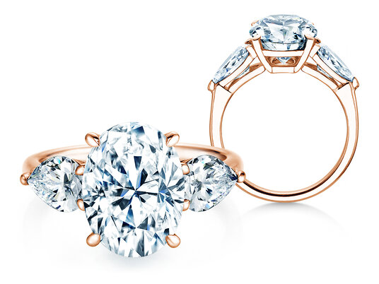 Engagement ring Oval Pear Cut Lab-grown diamond