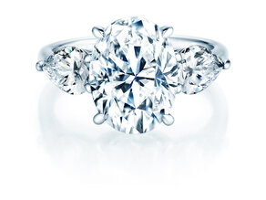 Engagement ring Oval Pear Cut in 14K white gold with lab-grown diamonds 0.82ct E/VS