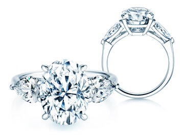 Engagement ring Oval Pear Cut in 14K white gold with diamonds 0.41ct G/SI