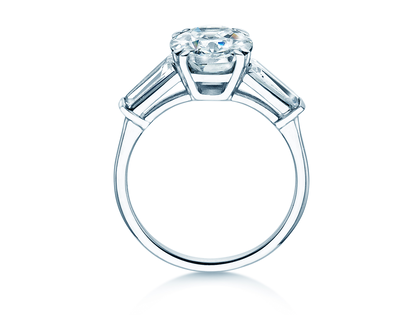 Engagement ring Oval Tapered Baguette in 14K white gold with lab-grown diamonds 0.41ct E/VS