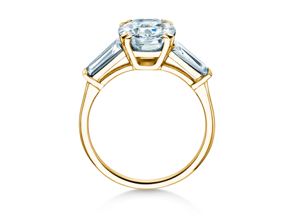 Engagement ring Oval Tapered Baguette in 9K yellow gold with lab-grown diamonds 0.41ct E/VS