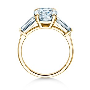 Engagement ring Oval Tapered Baguette in 9K yellow gold with lab-grown diamonds 0.41ct E/VS