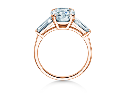 Engagement ring Oval Tapered Baguette in 9K rosé gold with lab-grown diamonds 0.70ct E/VS