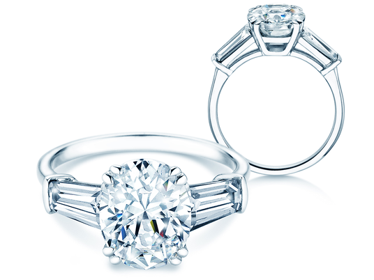 Engagement ring Oval Tapered Baguette Lab-grown diamond