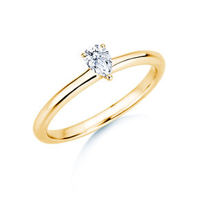 Engagement ring Pear Clean in 9K yellow gold with diamond 0.08ct G/SI