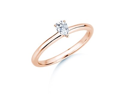 Engagement ring Pear Clean in 14K rosé gold with diamond 0.25ct G/SI