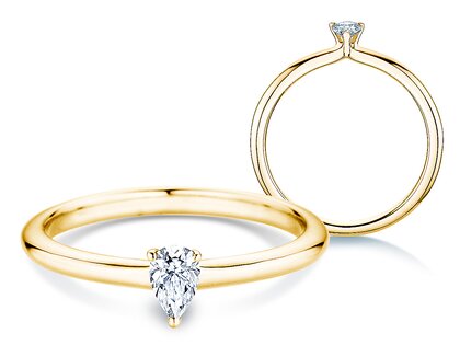 Engagement ring Pear Clean in 9K yellow gold with diamond 0.08ct G/SI