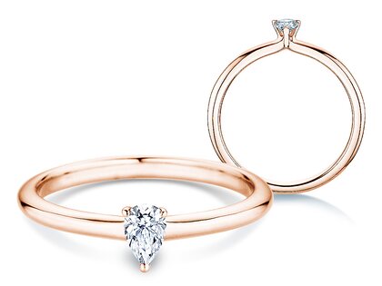 Engagement ring Pear Clean in 14K rosé gold with diamond 0.25ct G/SI