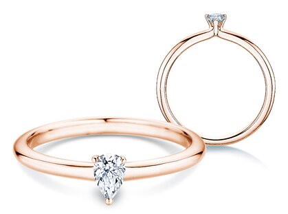 Engagement ring Pear Clean in 14K rosé gold with diamond 0.25ct G/SI