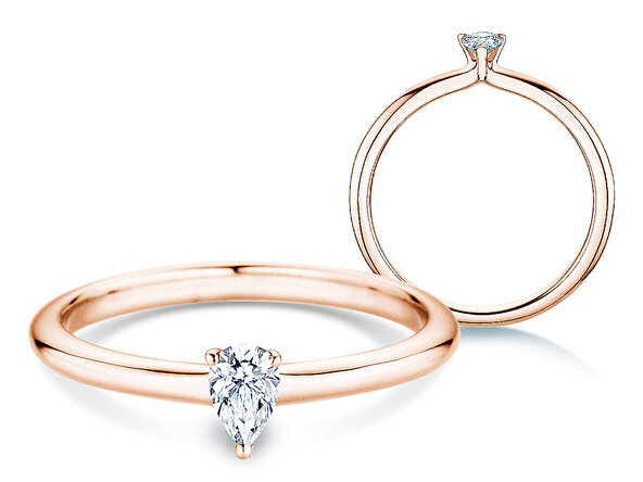 Engagement ring Pear Clean in 14K rosé gold with diamond 0.25ct G/SI