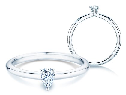 Engagement ring Pear Clean in 9K white gold with diamond 0.08ct G/SI