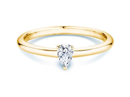 Engagement ring Pear Clean in 9K yellow gold with diamond 0.08ct G/SI