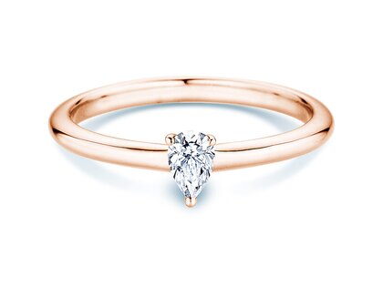 Engagement ring Pear Clean in 14K rosé gold with diamond 0.25ct G/SI