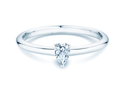 Engagement ring Pear Clean in 9K white gold with diamond 0.08ct G/SI