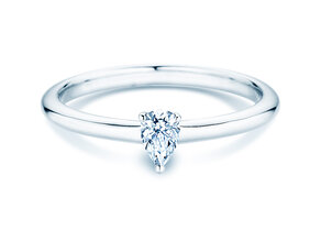 Engagement ring Pear Clean in 9K white gold with diamond 0.08ct G/SI