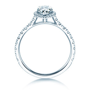 Engagement ring Pear Halo Pavé in 9K white gold with diamonds 0.58ct G/SI