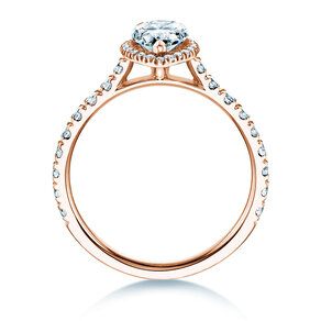 Engagement ring Pear Halo Pavé in 9K rosé gold with diamonds 1.46ct G/SI