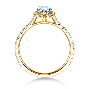 Engagement ring Pear Halo Pavé in 9K yellow gold with lab-grown diamonds 0.58ct E/VS