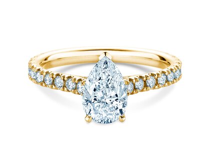 Engagement ring Pear Pavé in 9K yellow gold with lab-grown diamonds 0.81ct E/VS