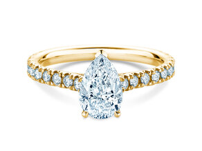 Engagement ring Pear Pavé in 9K yellow gold with lab-grown diamonds 0.81ct E/VS