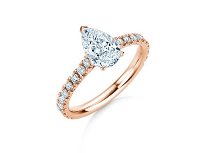 Engagement ring Pear Pavé in 9K rosé gold with lab-grown diamonds 0.81ct E/VS