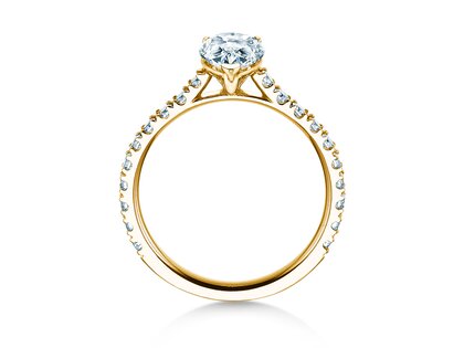 Engagement ring Pear Pavé in 9K yellow gold with lab-grown diamonds 0.81ct E/VS