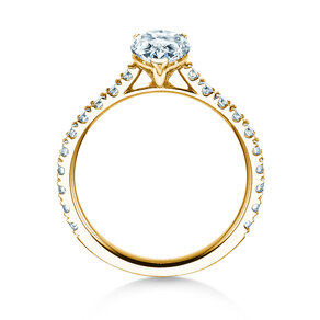 Engagement ring Pear Pavé in 9K yellow gold with lab-grown diamonds 0.81ct E/VS