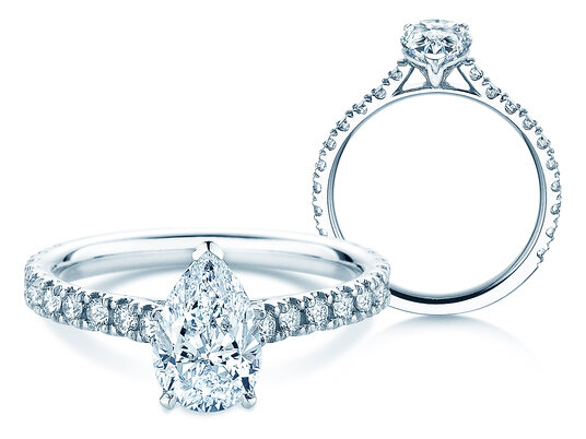 Engagement ring Pear Pavé Lab-grown diamond