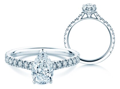 Engagement ring Pear Pavé Lab-grown diamond