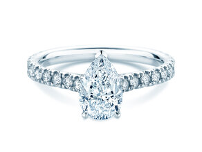 Engagement ring Pear Pavé in 14K white gold with lab-grown diamonds 0.81ct E/VS