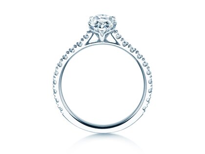 Engagement ring Pear Pavé in 14K white gold with lab-grown diamonds 0.81ct E/VS