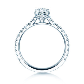 Engagement ring Pear Pavé in 14K white gold with lab-grown diamonds 0.81ct E/VS