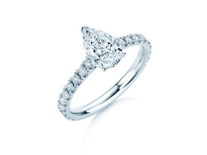 Engagement ring Pear Pavé in 14K white gold with lab-grown diamonds 0.81ct E/VS