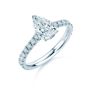 Engagement ring Pear Pavé in 14K white gold with lab-grown diamonds 0.81ct E/VS