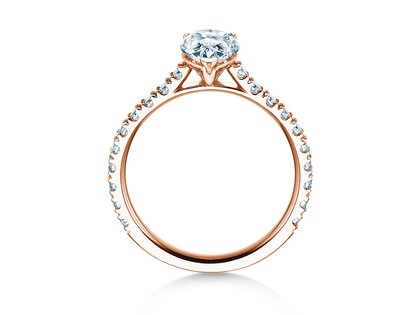 Engagement ring Pear Pavé in 9K rosé gold with lab-grown diamonds 0.81ct E/VS