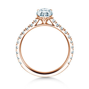 Engagement ring Pear Pavé in 9K rosé gold with lab-grown diamonds 0.81ct E/VS