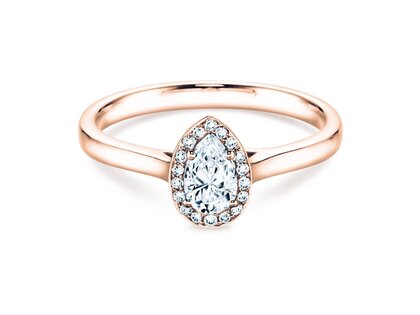 Engagement ring Pear Shape in 14K rosé gold with diamonds 0.50ct G/SI