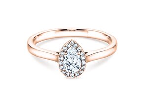 Engagement ring Pear Shape in 14K rosé gold with diamonds 0.50ct G/SI
