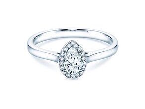 Engagement ring Pear Shape in 9K white gold with lab-grown diamonds 0.40ct E/VS