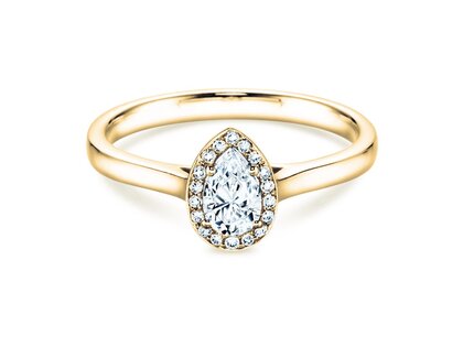 Engagement ring Pear Shape in 18K yellow gold with lab-grown diamonds 0.93ct E/VS