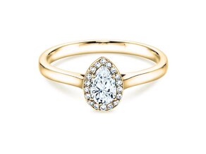 Engagement ring Pear Shape in 18K yellow gold with lab-grown diamonds 0.93ct E/VS