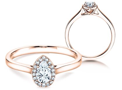 Engagement ring Pear Shape in 18K rosé gold with diamonds 0.50ct G/SI