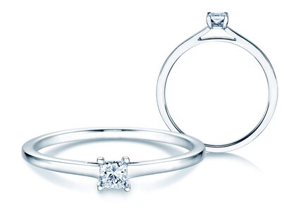 Engagement ring Princess in silver 925/- with diamond 0.15ct G/SI